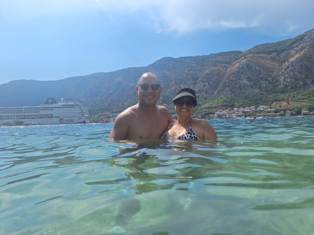 ken and lori in kotor beach