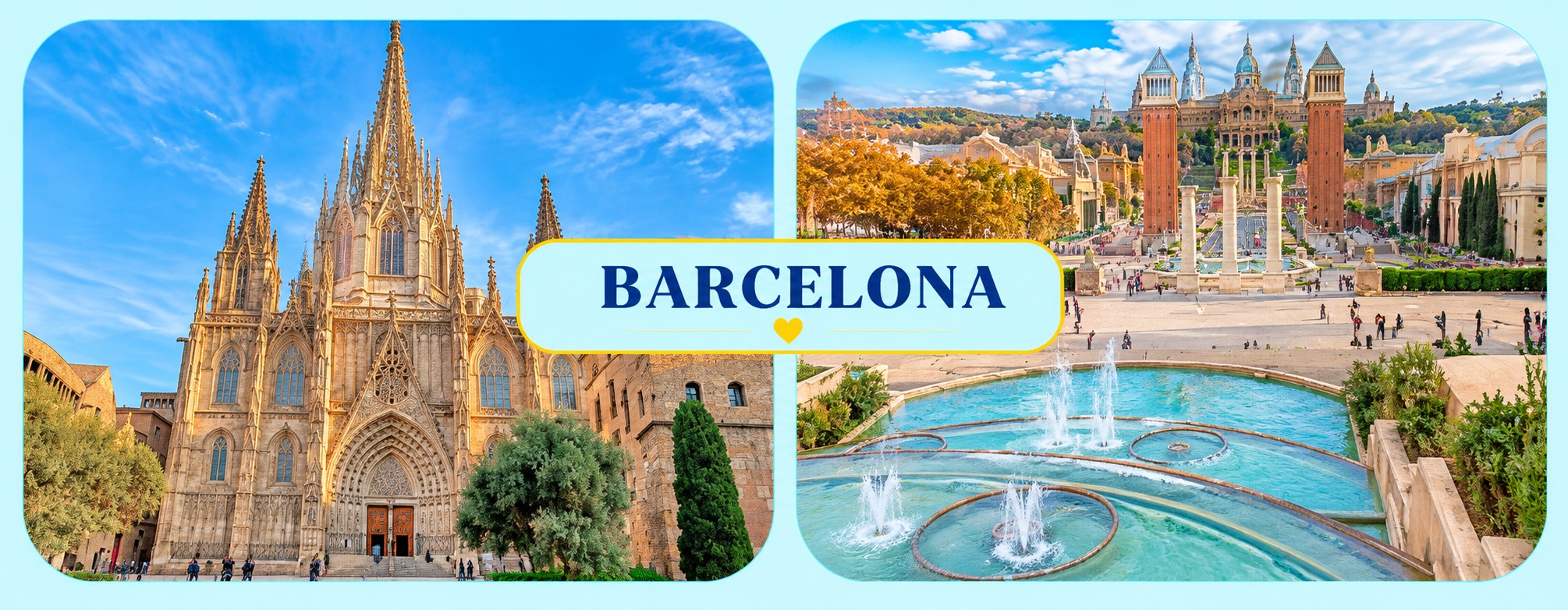 Barcelona Cathedral and Plaza Fountains