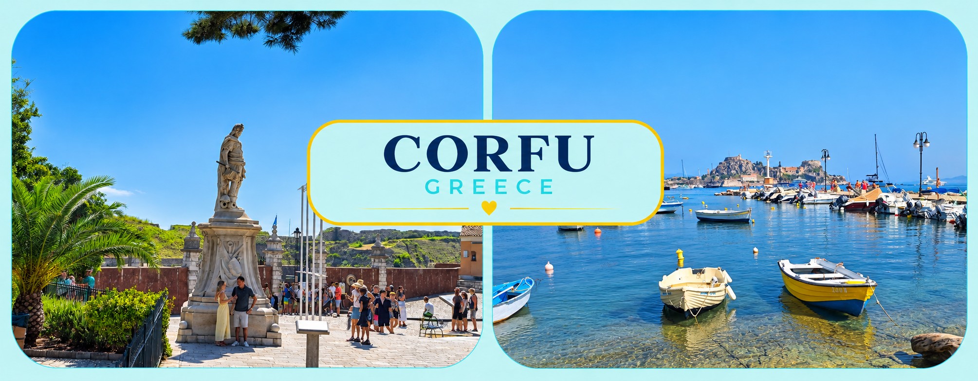 Corfu Greece_ Statues and Harbor Views