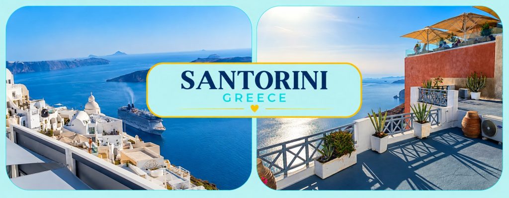 Santorini Caldera Travel Postcard